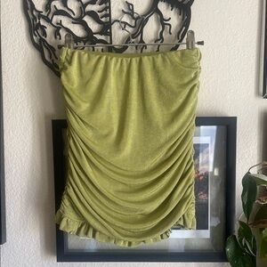SHEIN Olive Green Ruched Pencil Skirt